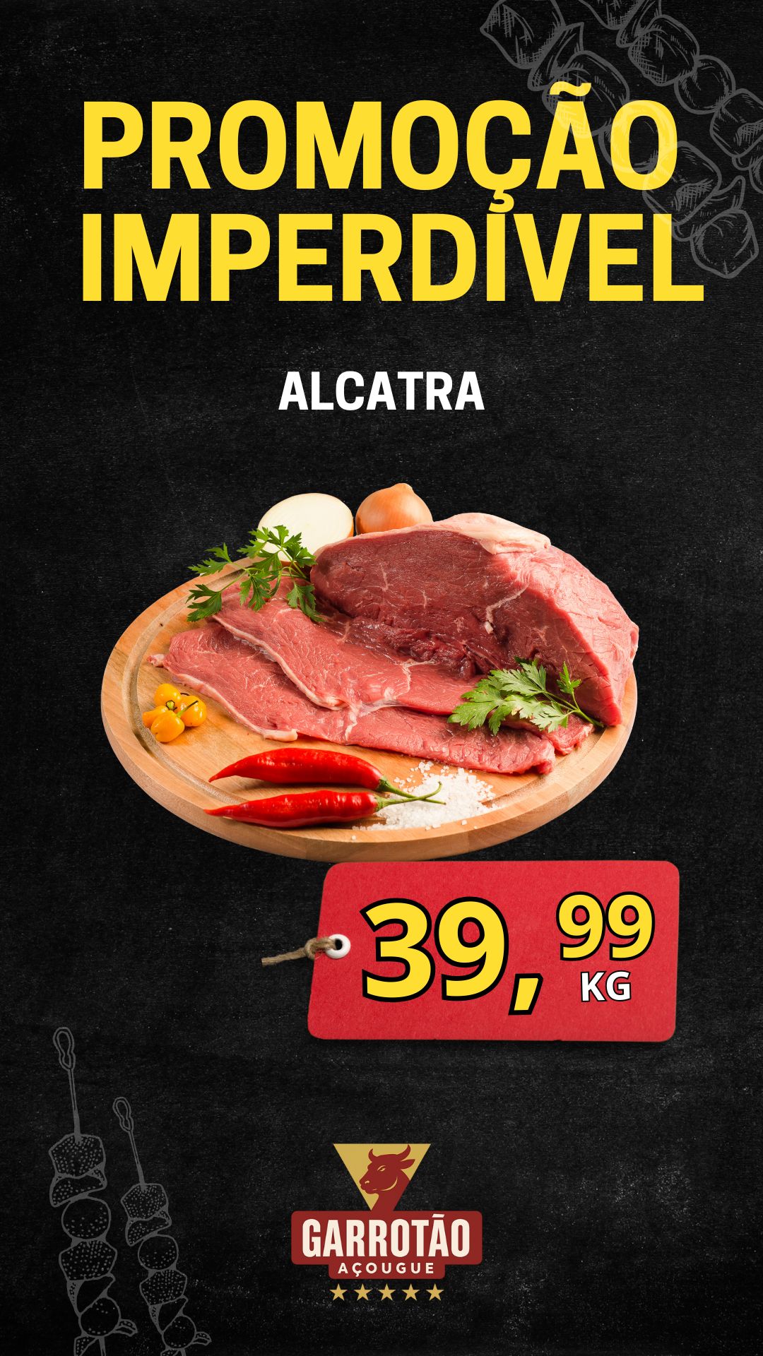 Arte promocional de alcatra do Açougue Garrotão