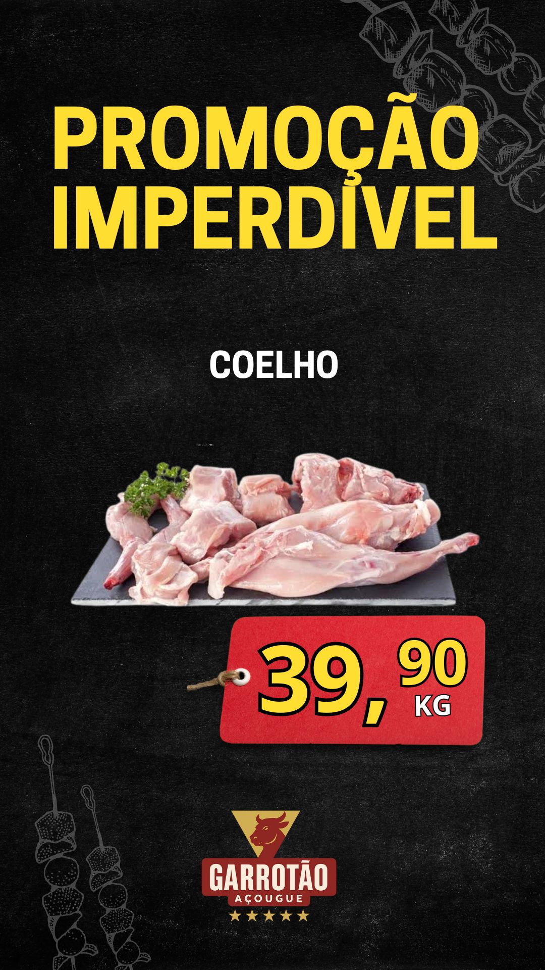 Arte promocional de coelho do Açougue Garrotão