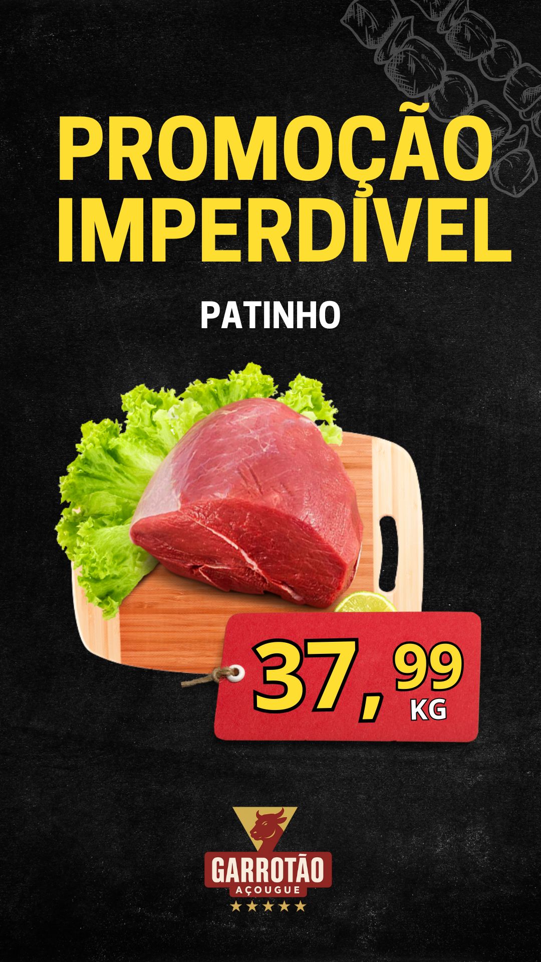 Arte promocional de patinho do Açougue Garrotão